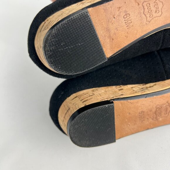 Donald J Pliner Womens Julie Black Suede Ballet Flat Cork Toe Low Wedge size 6.5 - Picture 15 of 15
